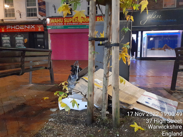 Rubbish from the Kwahu Supermarket was repeatedly dumped next to a litter bin opposite the High Street store.